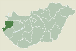 Location of Vas county in Hungary