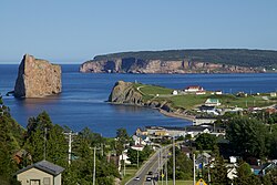 View of Percé with Percé Rock offshore