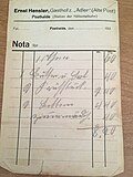 A handwritten restaurant order in Kurrent from the 1920s