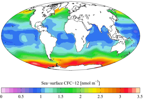 1990s sea surface CFC-12 concentration