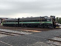 Reading FP7s #903 and #902 parked next to Reading 4-8-4 -2124 (October 2021).