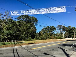 Banner across US 44 notes the 375th anniversary of Rehoboth in 2018