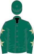 Dark green, beige stars on sleeves