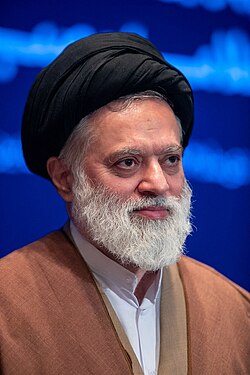Photograph of Khamenei dressed in clerical clothing.
