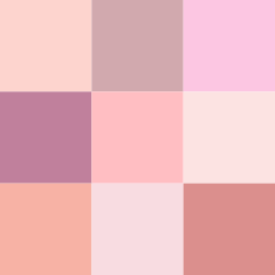 Various shades of pink