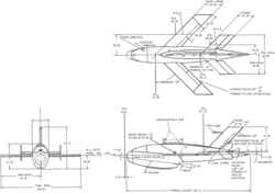 3-view line drawing of the Ryan Q-2A Firebee