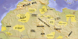 Map of the Sahara showing the Erg Chech.