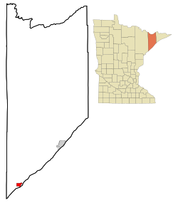 Location of the city of Two Harbors within Lake County, Minnesota