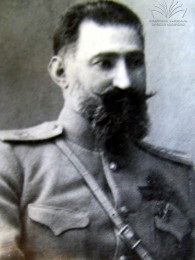 A black and white picture of Stepane Akhmeteli in uniform.