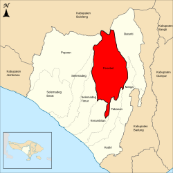Location map of Penebel district in Tabanan Regency