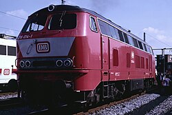 216 014 in 'orientrot' livery