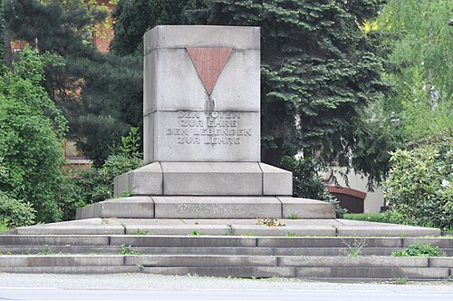 Memorial to forced labor deaths at the truck factory in Zittau, Germany