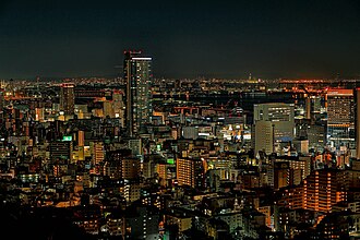 Chūō-ku, seen by night from Mt. Suwa observation deck