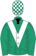 Emerald green, white chevron, check cap