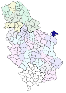 Location of Kladovo Municipality in Serbia