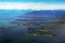 Point Roberts as seen from the south, looking north toward Vancouver, Canada