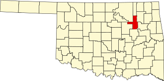Map of Oklahoma highlighting Tulsa County