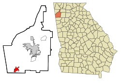 Location in Floyd County and the state of Georgia