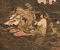 Details of the Water-Moon Avalokiteshvara painting shows a group of nobles (possibly the donors) dress in court clothing, Goryeo painting[98]
