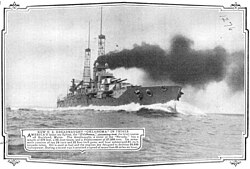 Hyperboloid mast towers were on the USS Oklahoma, under way during her sea trials, in "Popular Mechanics" Magazine, March 1916.