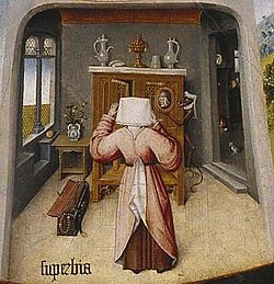 Detail of "Pride" in The Seven Deadly Sins and the Four Last Things by Hieronymus Bosch