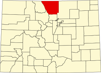 Map of Colorado highlighting Larimer County