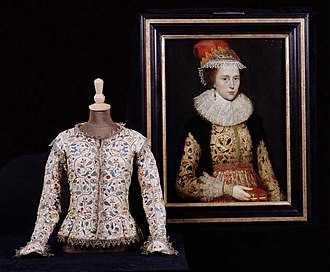 Jacket and portrait of Margaret Layton, 1610
