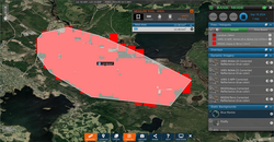 The FIRMS measurement tool calculates the area of a user defined polygon, here the Toropets depot explosions