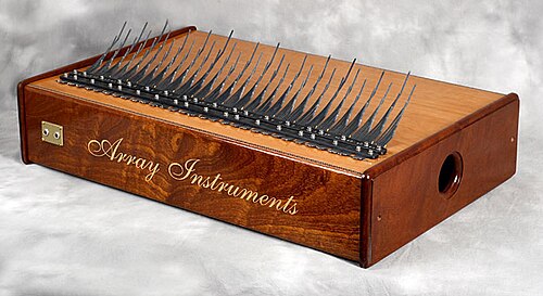 An array mbira made of sapele wood