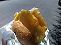 Panelle in a bread roll (pane e panelle).