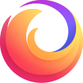 The logo for the Firefox brand of products and services, as of July 2019.