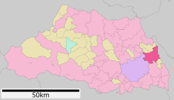Location of Kasukabe in Saitama Prefecture