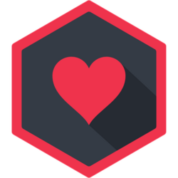 The WebTorrent logo is a red heart over a dark grey background with a red border hexagon.