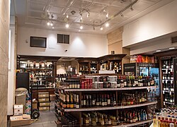 Crowded room of a wine and liquor store