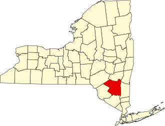 Map of New York highlighting Ulster County