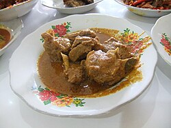 Indonesian mutton gulai (curry), part of nasi padang