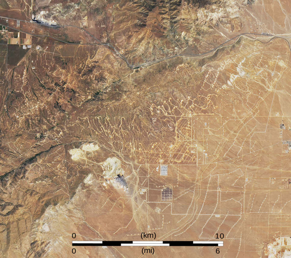 Tehachapi Pass wind farm and Alta Wind Energy Center from space, 2019