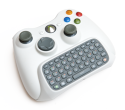 Xbox 360 Chatpad from the Messenger Kit attached to a wireless controller